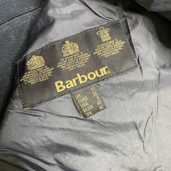Barbour Cavalry Polarquilt Quilted Jacket Classic Snap & Zip Front Navy Size 8 - Picture 6 of 7